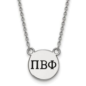 Sterling Silver Pi Beta Phi Small Enamel Greek Letters Necklace
